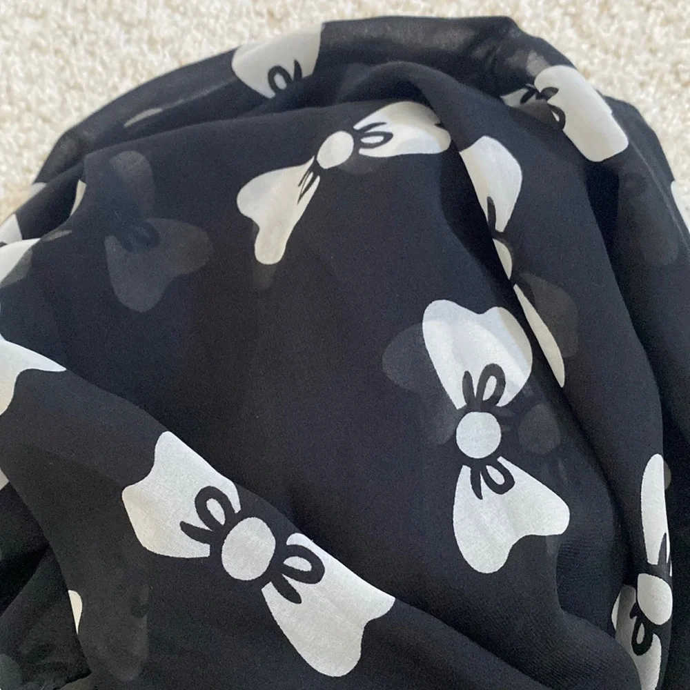 Black and White Bow Infinity Scarf